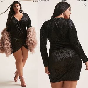 NEW Forever 21 Plus Black Crushed Velvet Dress